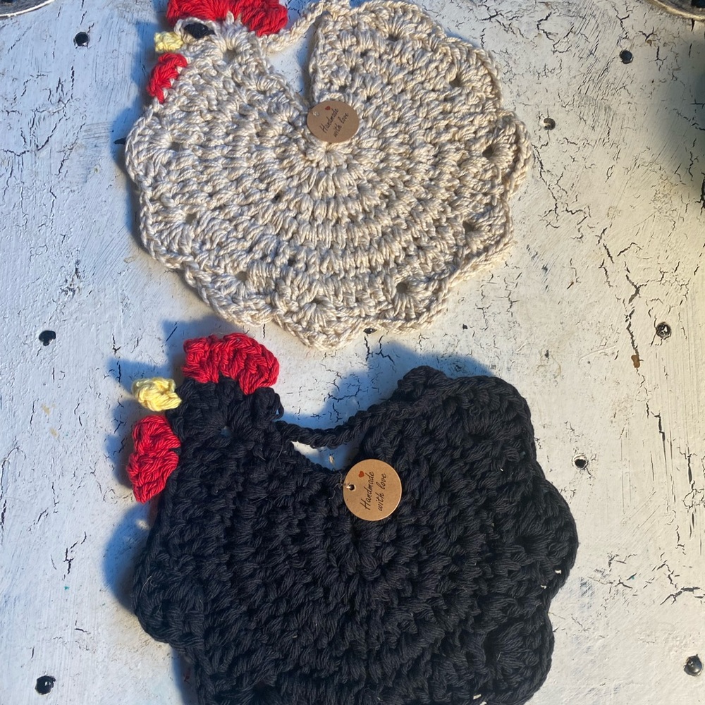 2 Chicken Pot Holders double thick cotton, $25 for the pair